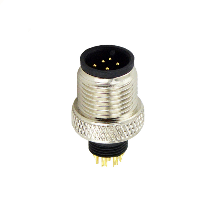 M12 5pins A code male moldable connector,unshielded,brass with nickel plated screw